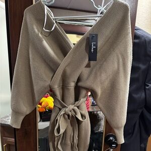 Lulu's Taupe Wrap dress